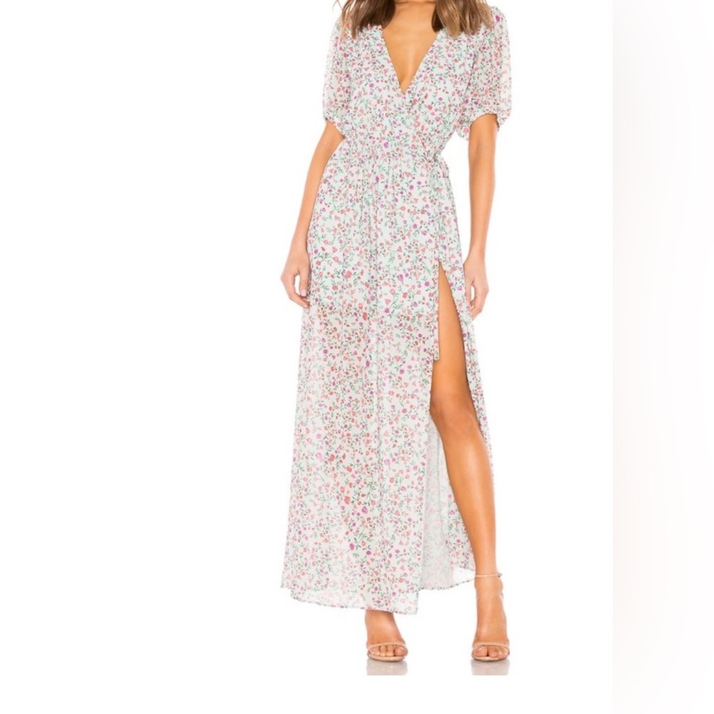 Lovers + Friends  Floral Wrap Maxi Floral Sweet Spring Dress SzMedium
